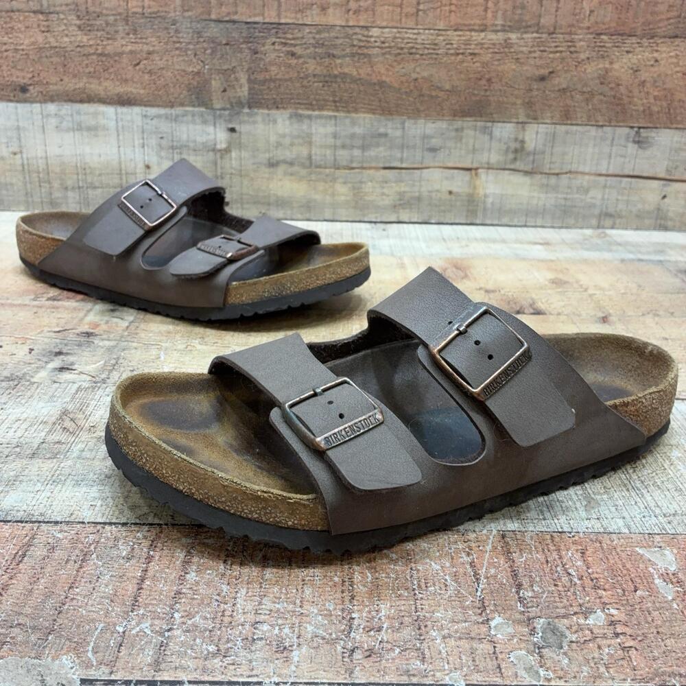 Birkenstock Arizona Sandals Mens Size 12 45 Brown Leather Comfort Slide Shoes